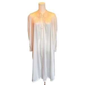 Vtg JC Penney's Misses Large Silky Nylon Ivory Long Vintage Robe 5076P Cottage